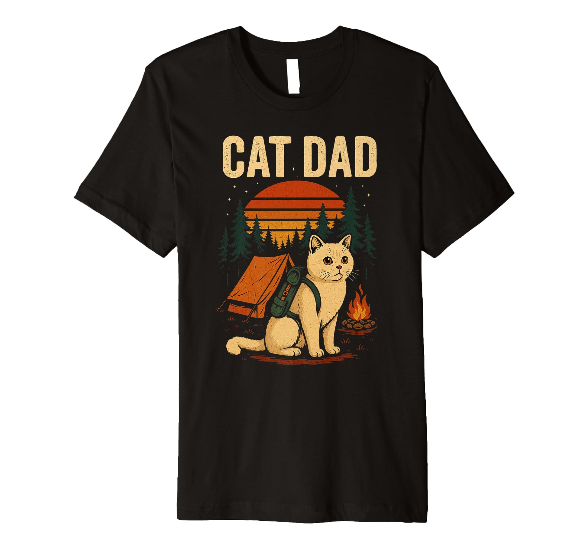 Mens British Shorthair Cat Dad Camping T-Shirt - Trendy Graphic for Adults - T-Shirt, Sweatshirt, Hoodie