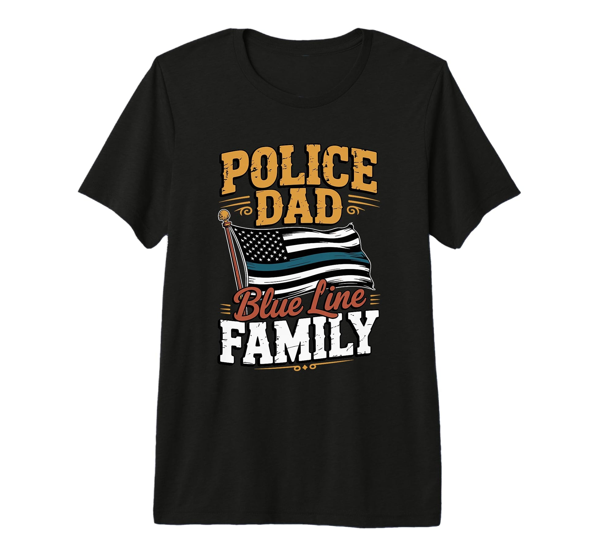 Mens Police Dad Blue Line Family T-Shirt - Fun Novelty Design Men Women - T-Shirt, Sweatshirt, Hoodie