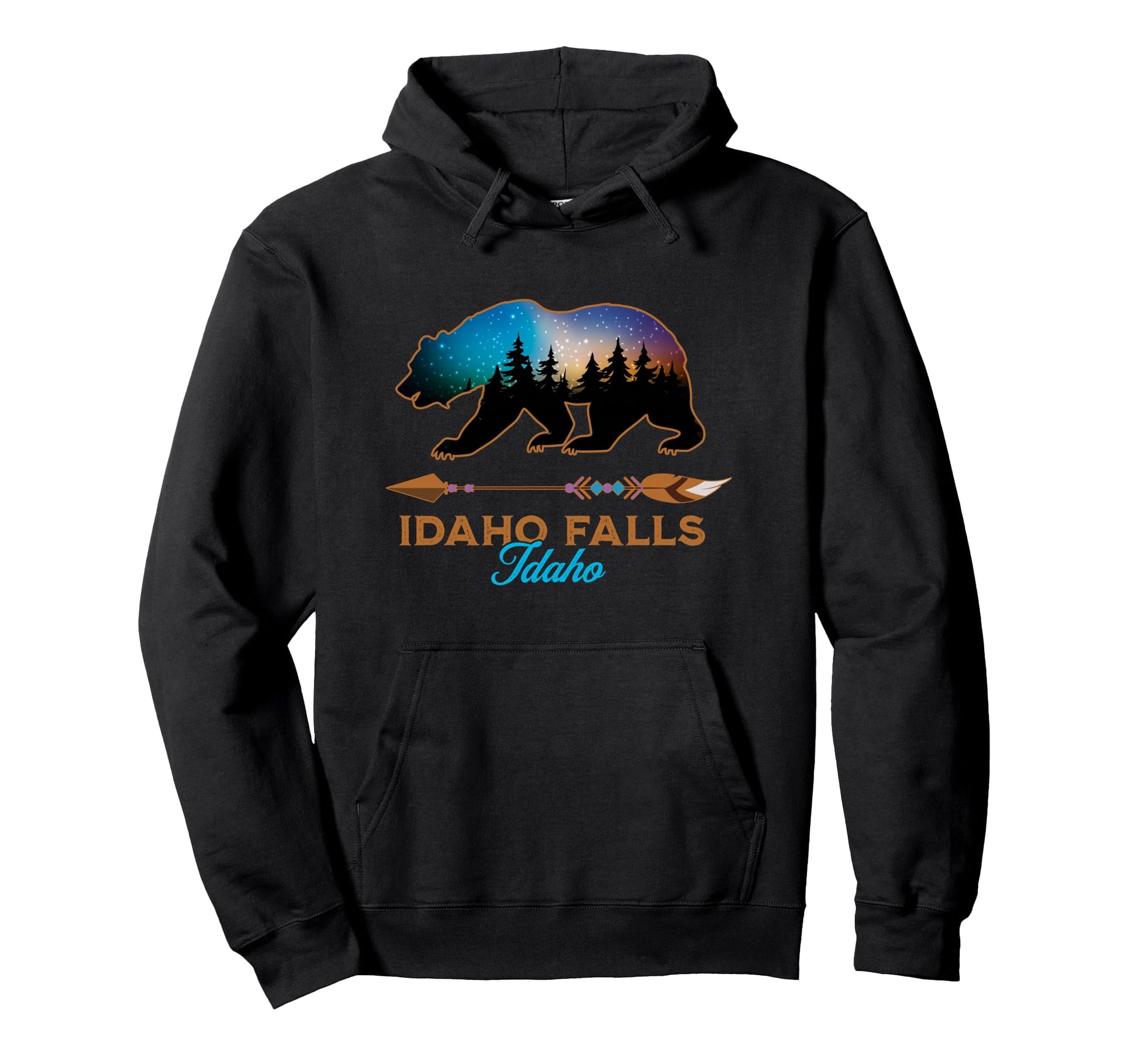 Idaho Falls Bear Starry Night Sky Hoodie - Minimalist Print Men Women - T-Shirt, Sweatshirt, Hoodie