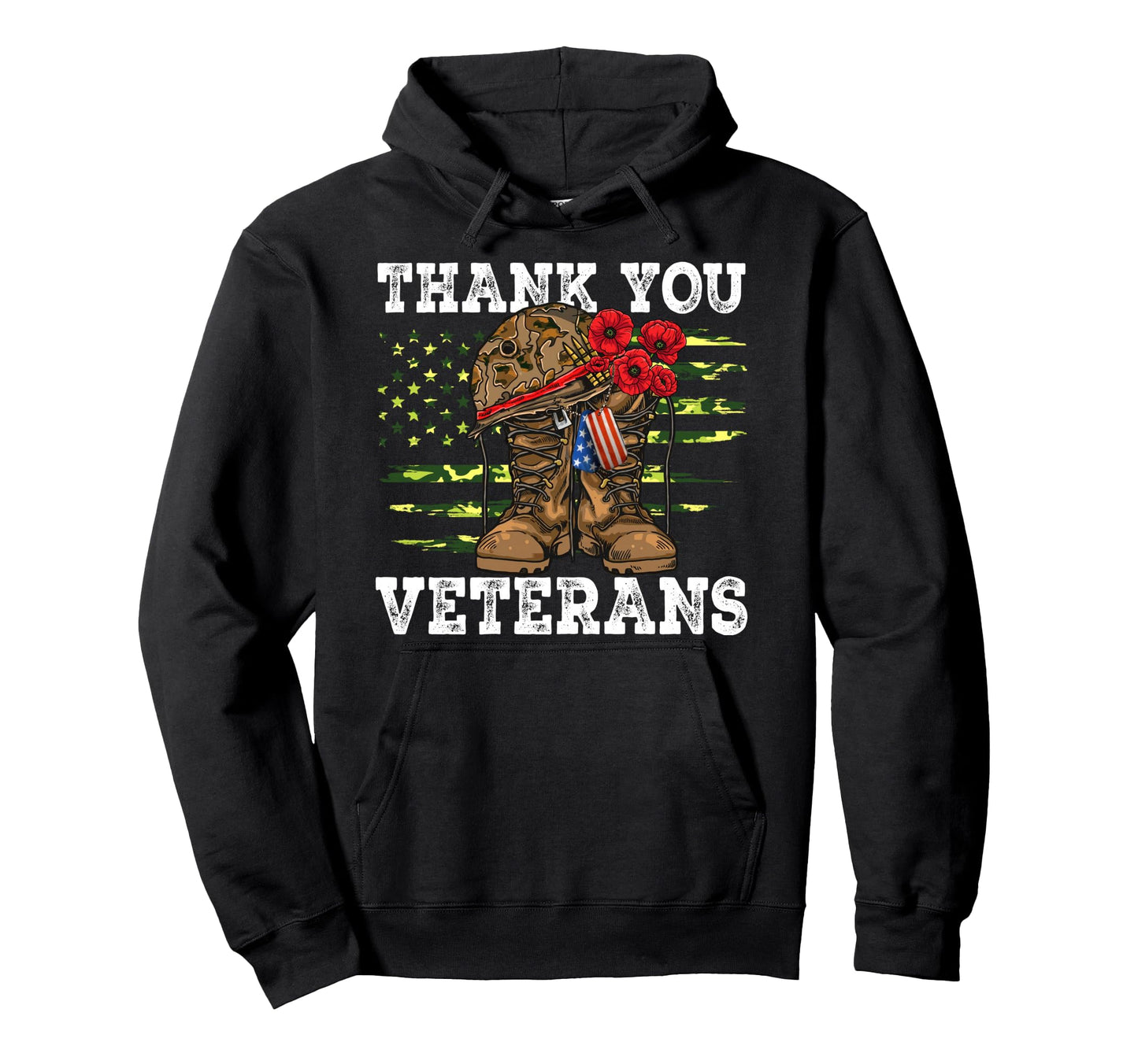 Thank You Veterans Combat Boots Poppy Hoodie - Unique Graphic for Adults - T-Shirt, Sweatshirt, Hoodie