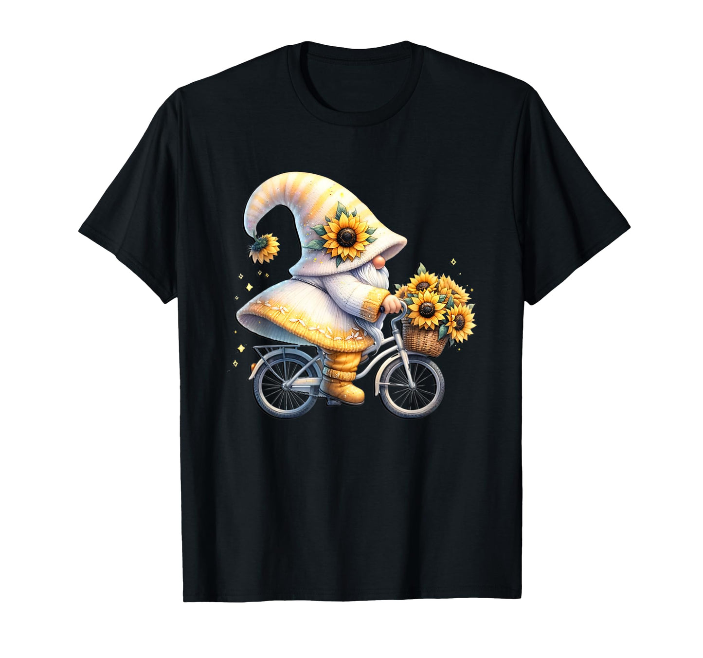 Sunflower Gnome Bike Retired Mom And T-Shirt - Custom Art Print Men Women - T-Shirt, Sweatshirt, Hoodie