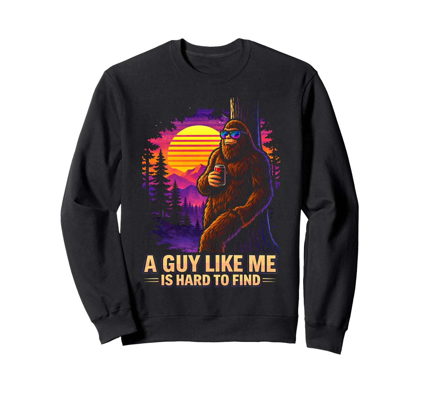 Funny Bigfoot Sunset Forest Sweatshirt - Minimalist Print for Adults - T-Shirt, Sweatshirt, Hoodie