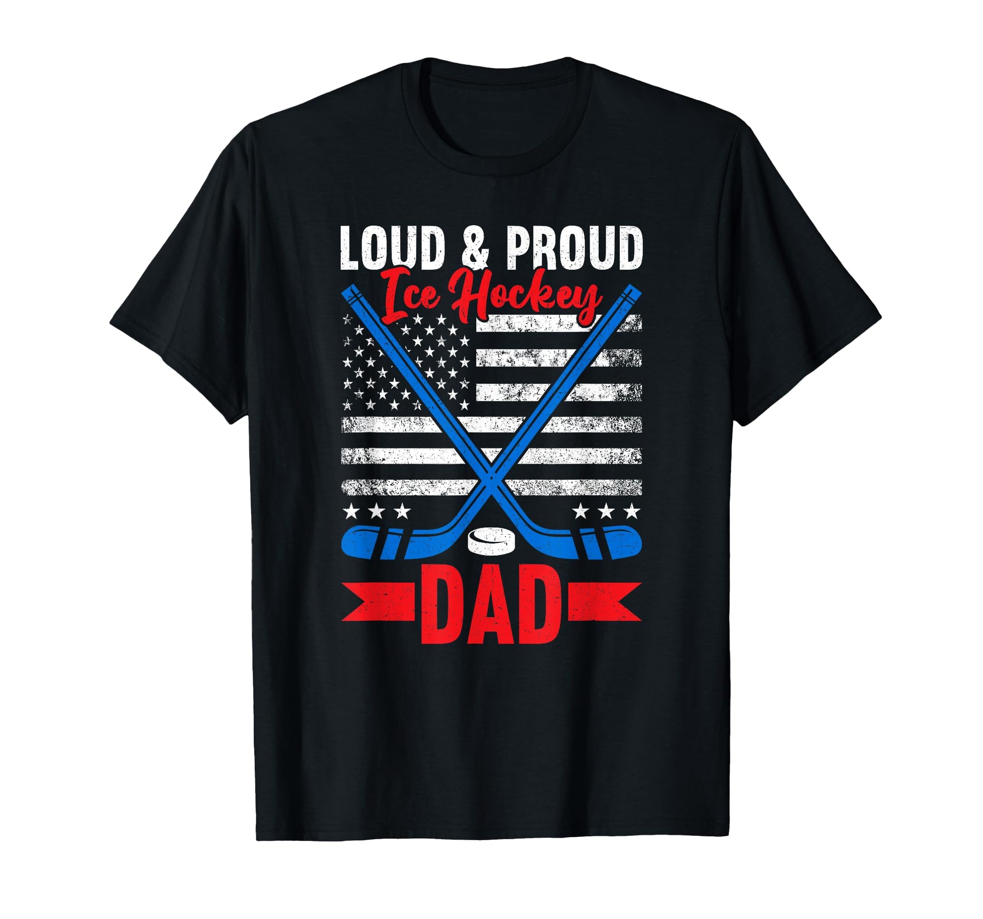 America Usa Flag Ice Hockey Dad Fathers T-Shirt - Graphic Print Men Women - T-Shirt, Sweatshirt, Hoodie