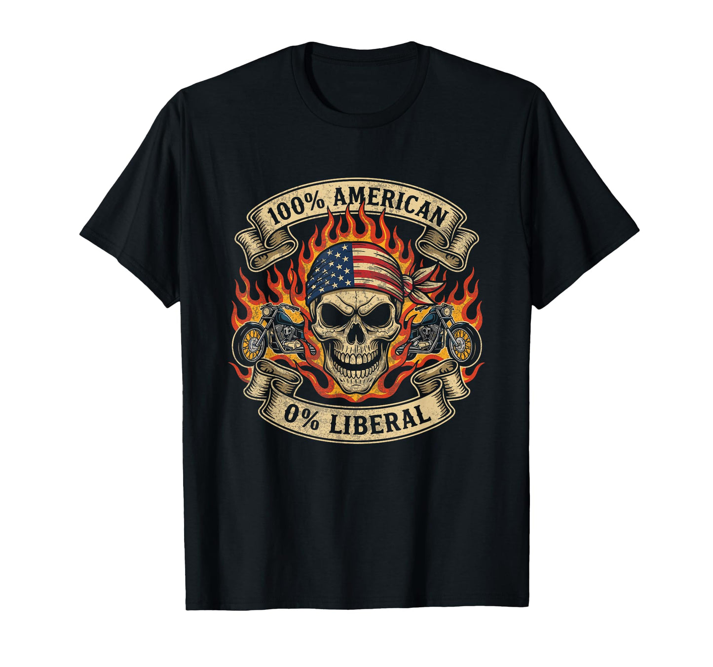 Patriotic Motorcycle Skull Rider Old Biker T-Shirt - Trendy Graphic Unisex - T-Shirt, Sweatshirt, Hoodie