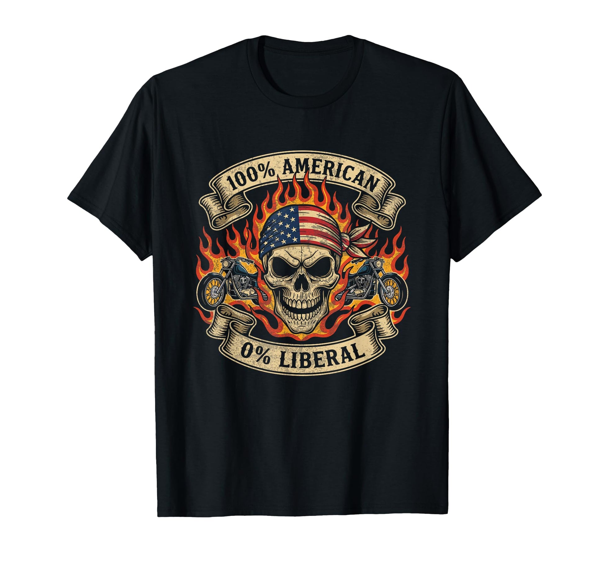 Patriotic Motorcycle Skull Rider Old Biker T-Shirt - Trendy Graphic Unisex - T-Shirt, Sweatshirt, Hoodie