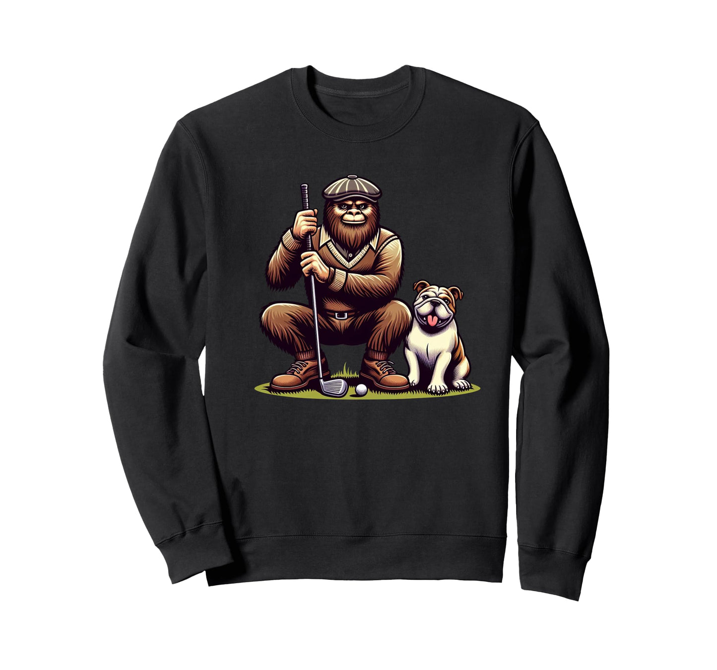 English Bulldog Bigfoot Sweatshirt - Fun Novelty Design Men Women - T-Shirt, Sweatshirt, Hoodie