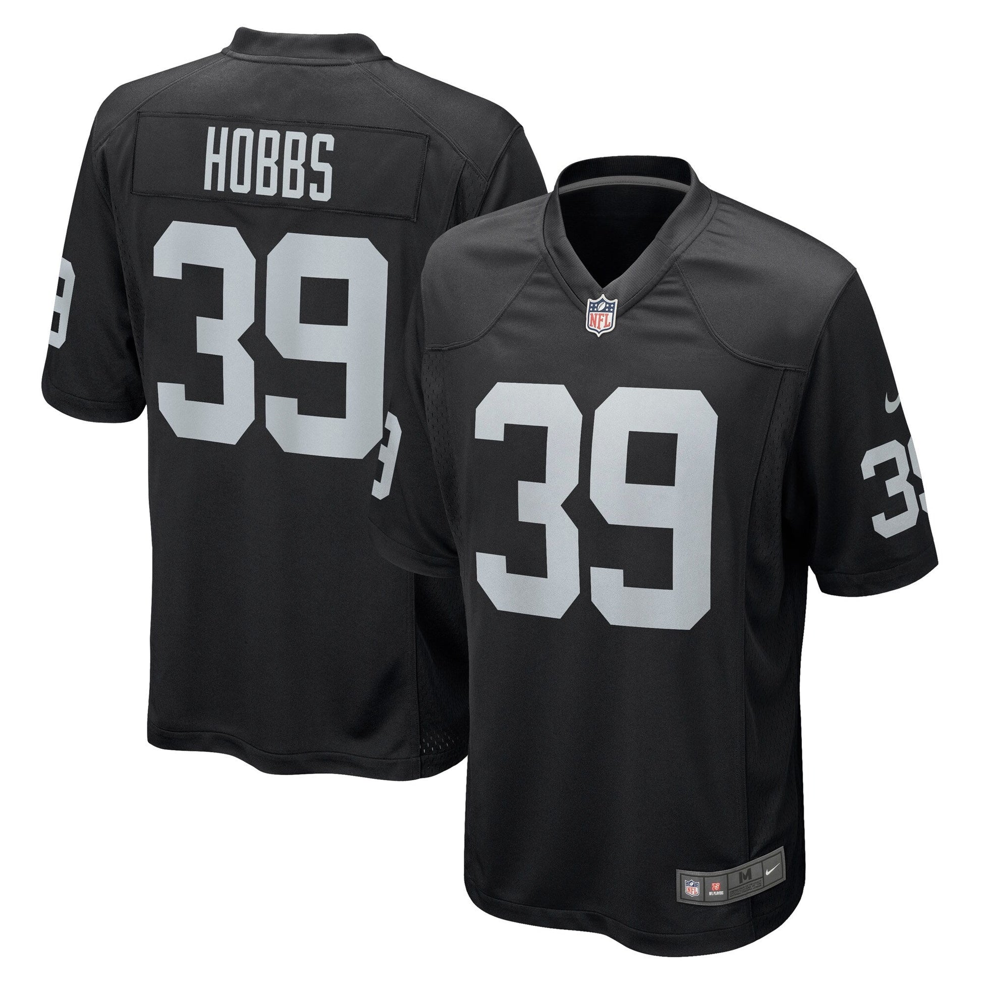 Nate Hobbs Las Vegas Raiders Game Jersey - Black football jersey product view 1