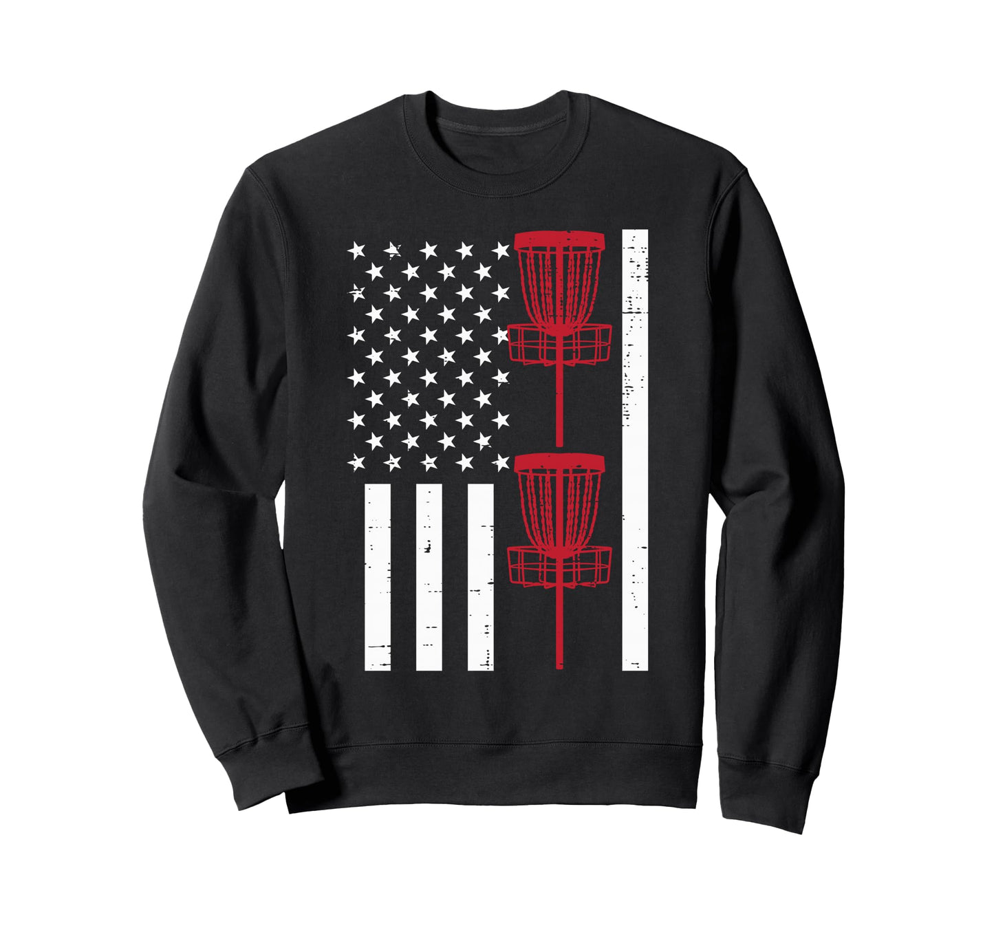 Us Flag Disc Golf Basket Patriotic Sweatshirt - Streetwear Style Unisex - T-Shirt, Sweatshirt, Hoodie