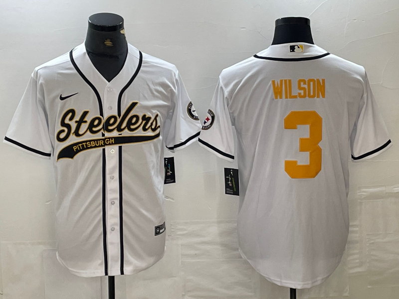 Men's Pittsburgh Steelers Russell Wilson White Player Jersey Joint Edition football jersey product view 1