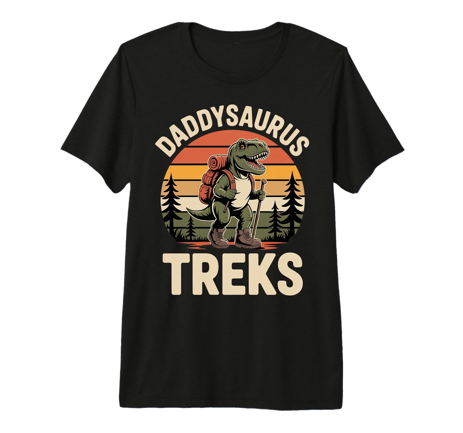 Funny Daddysaurus Hiking Dads Tri Blend T-Shirt - Custom Art Print Unisex - T-Shirt, Sweatshirt, Hoodie