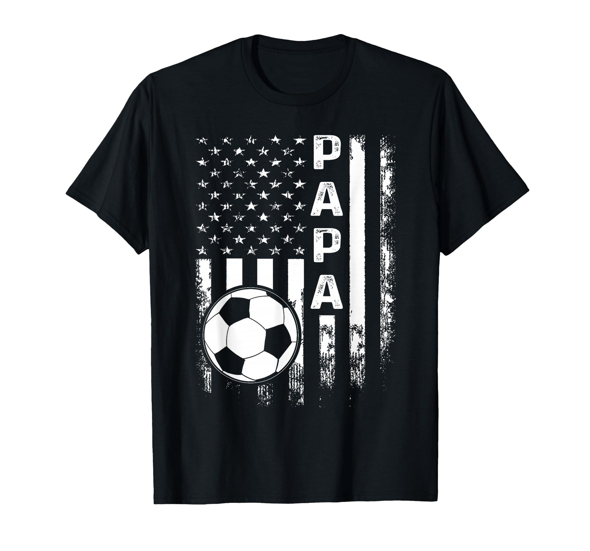 Soccer Papa American Flag T-Shirt - Casual Everyday Wear for Adults - T-Shirt, Sweatshirt, Hoodie