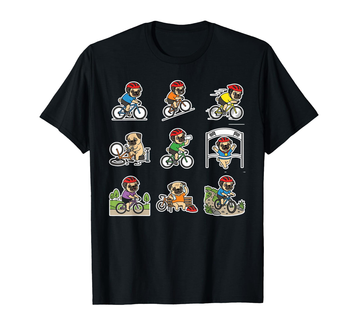 Funny Pug Cycling Bicycle Rider Dog T-Shirt - Trendy Graphic for Adults - T-Shirt, Sweatshirt, Hoodie