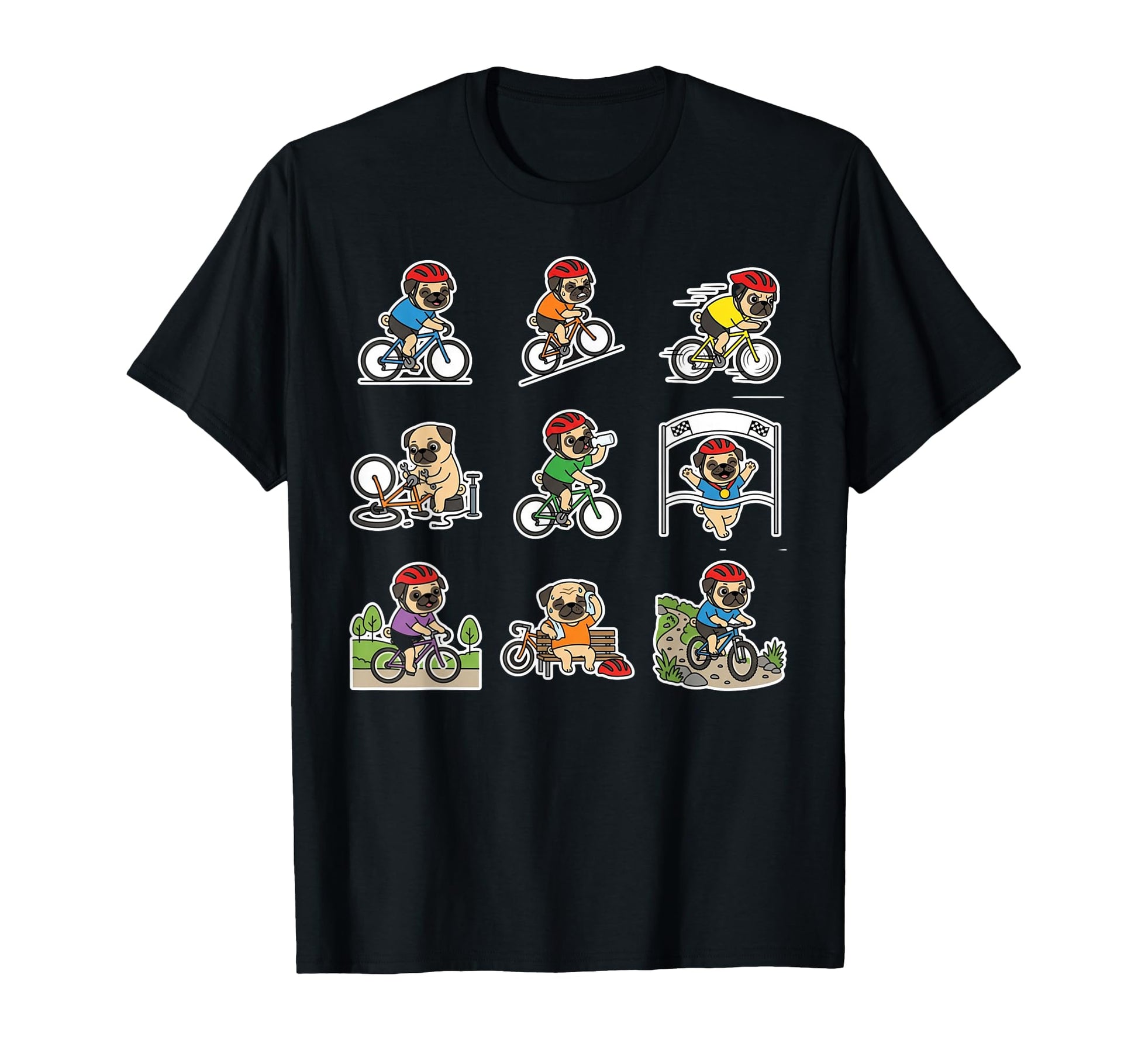 Funny Pug Cycling Bicycle Rider Dog T-Shirt - Trendy Graphic for Adults - T-Shirt, Sweatshirt, Hoodie