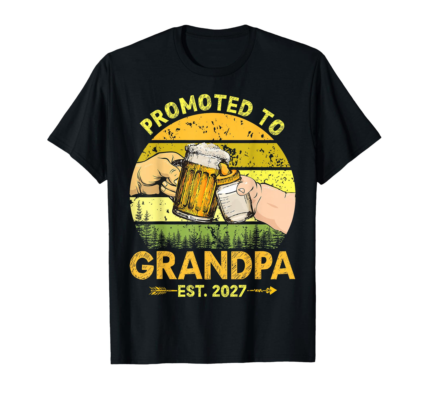 Promoted To Grandpa Est 2027 T-Shirt - Custom Art Print Unisex - T-Shirt, Sweatshirt, Hoodie