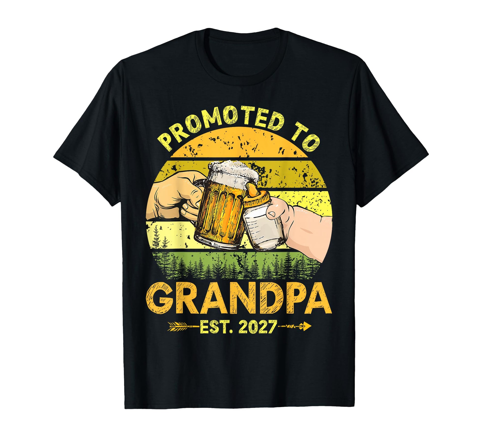 Promoted To Grandpa Est 2027 T-Shirt - Custom Art Print Unisex - T-Shirt, Sweatshirt, Hoodie