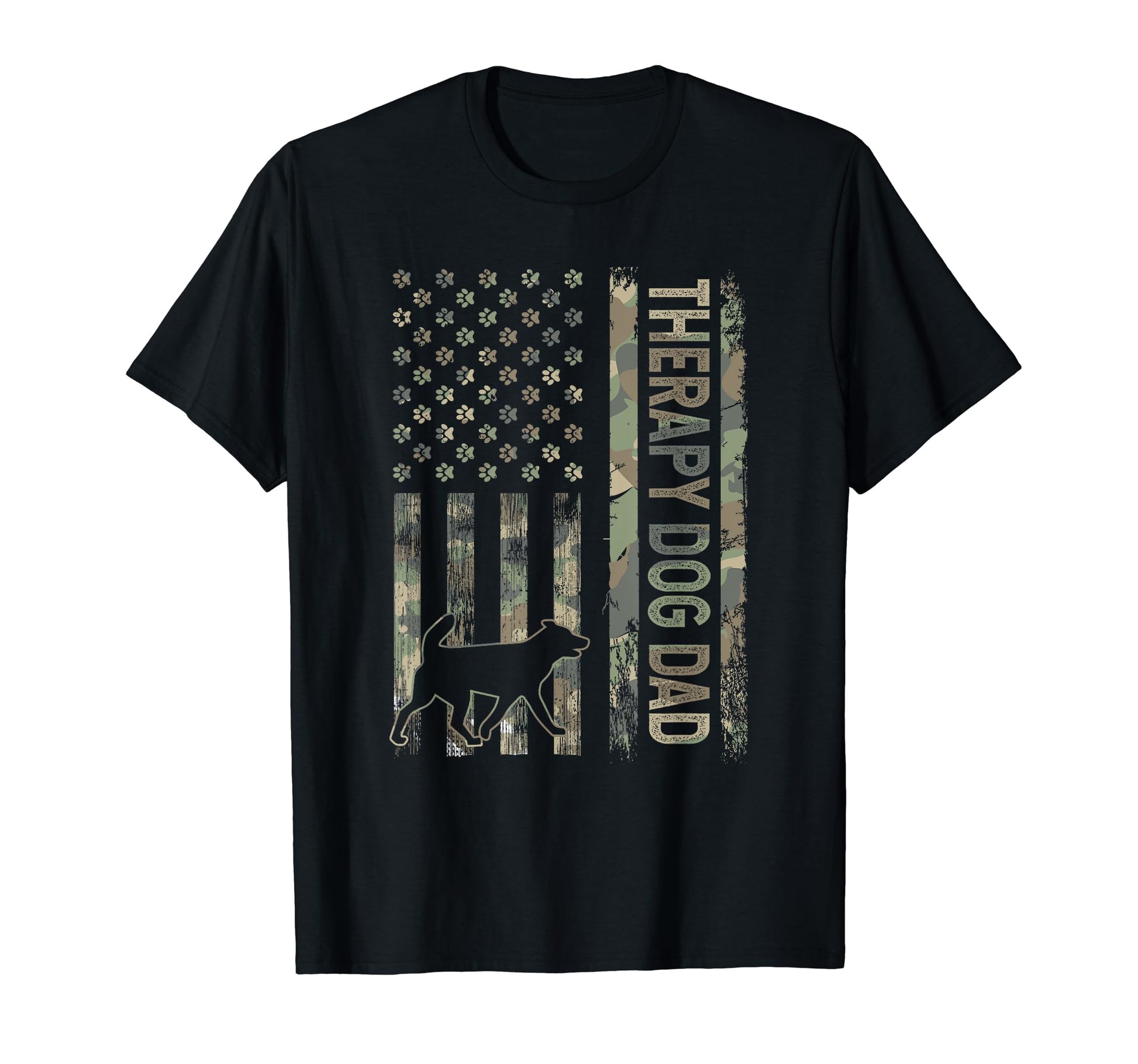 Therapy Dog Dad Camo Usa Flag T-Shirt - Casual Everyday Wear Unisex - T-Shirt, Sweatshirt, Hoodie