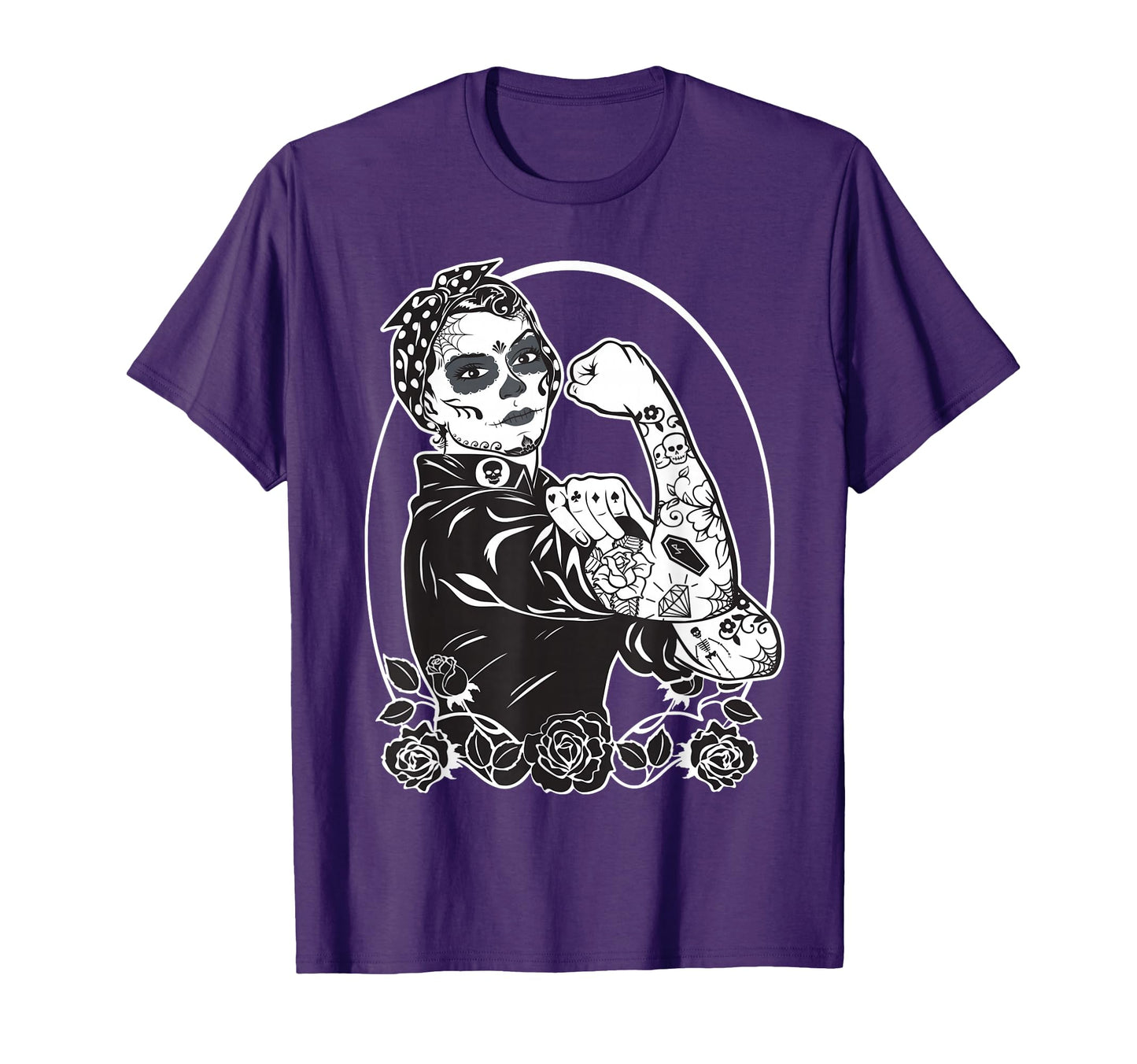 Rosie Riveter Dia De Los Muertos T-Shirt - Fun Novelty Design Men Women - T-Shirt, Sweatshirt, Hoodie