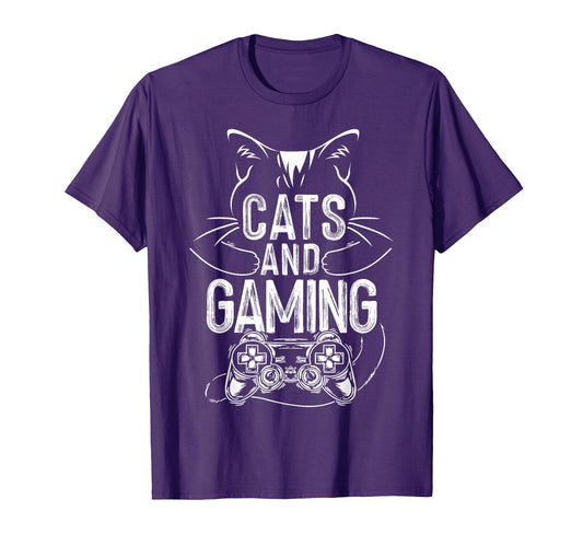 Cats And Gaming Funny Gamer Cat Lover T-Shirt - Minimalist Print Men Women - T-Shirt, Sweatshirt, Hoodie