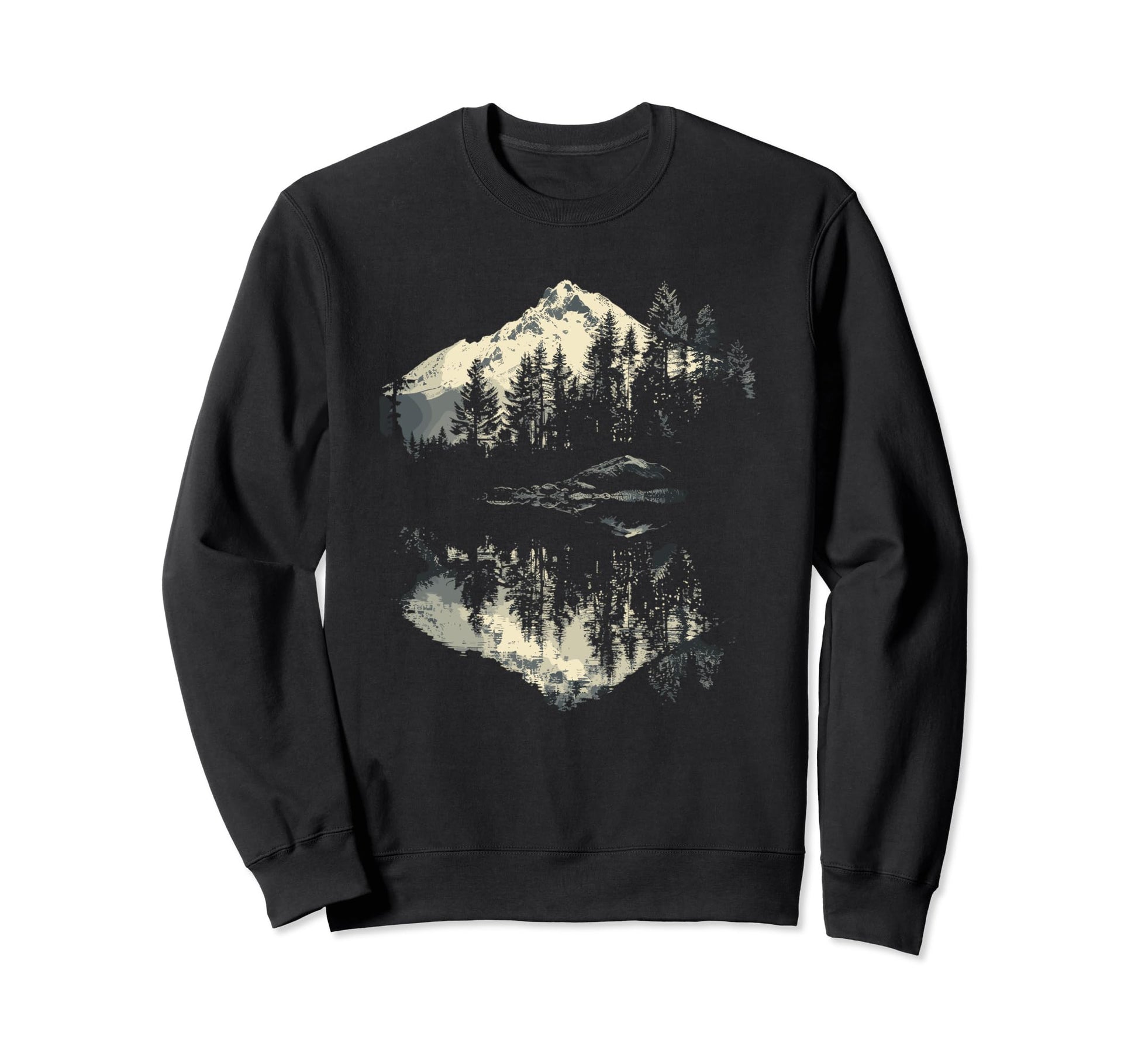 Mountain Landscape Reflection Sweatshirt - Streetwear Style for Adults - T-Shirt, Sweatshirt, Hoodie