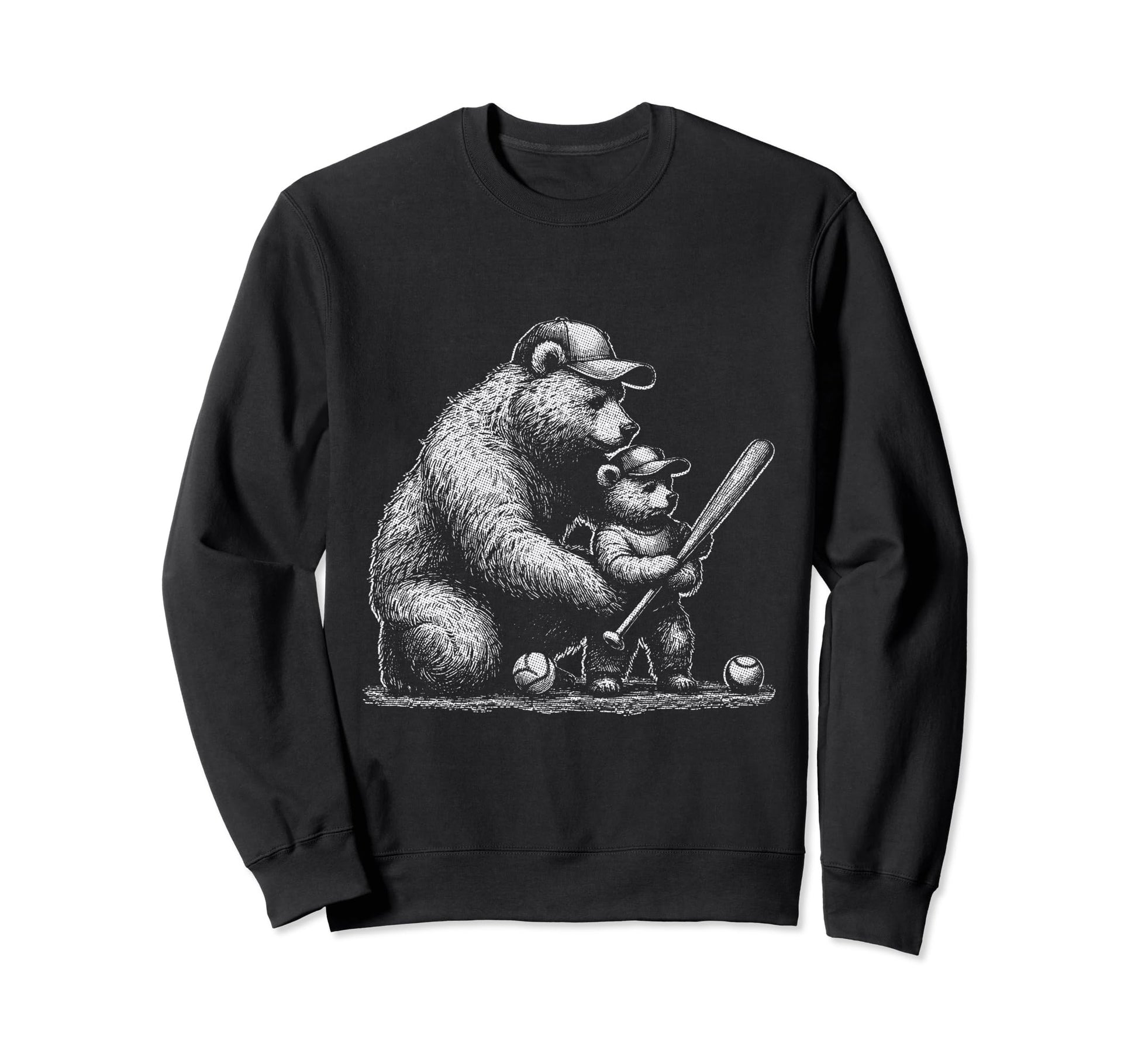 Dad Funny Baseball Bear Dad And Son Sweatshirt - Aesthetic Graphic Unisex - T-Shirt, Sweatshirt, Hoodie