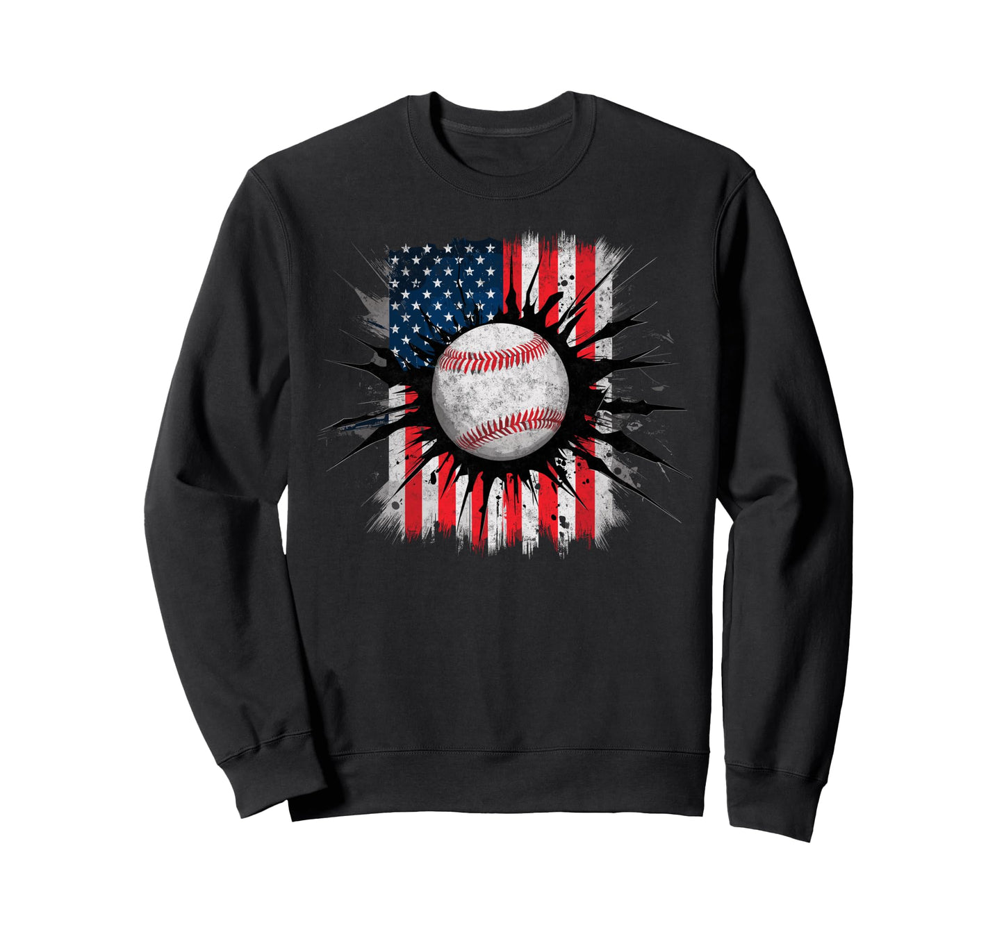 Baseball Us Flag Baseball Lover Dad Sweatshirt - Unique Graphic for Adults - T-Shirt, Sweatshirt, Hoodie