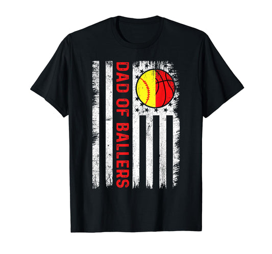 American Flag Dad Ballers Basketball T-Shirt - Novelty Apparel for Adults - T-Shirt, Sweatshirt, Hoodie