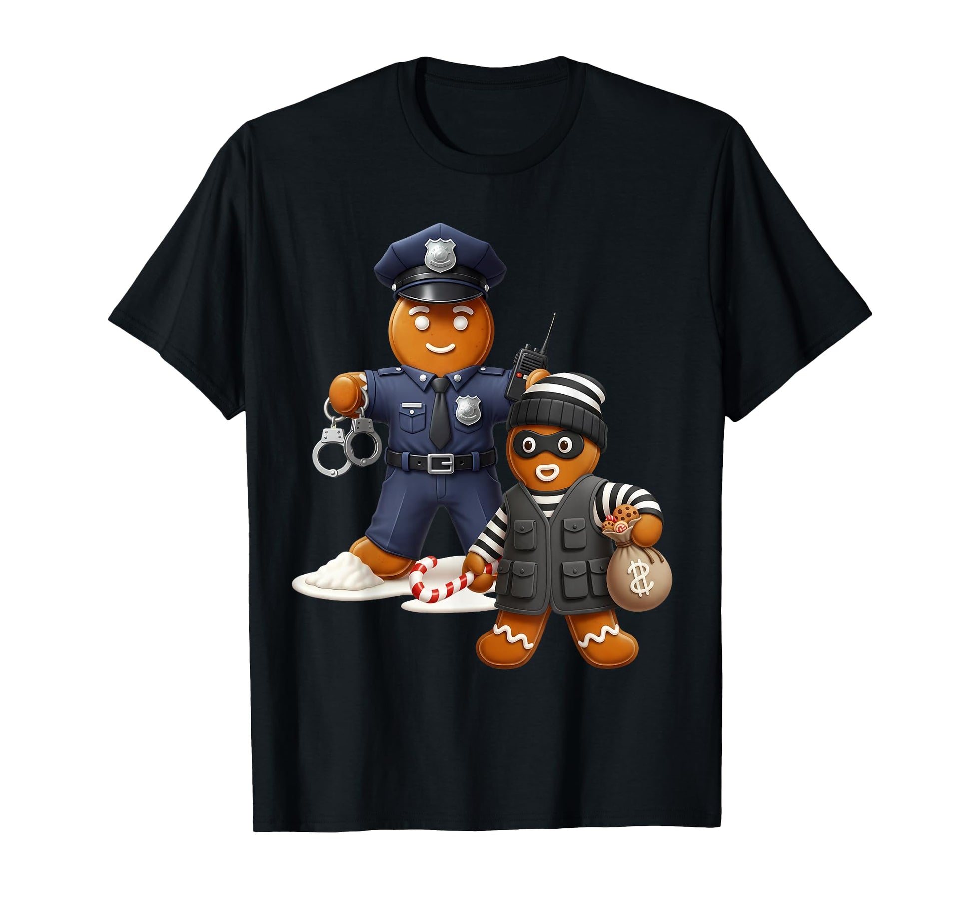 Police Officer Gingerbread Fun T-Shirt - Unique Graphic Men Women - T-Shirt, Sweatshirt, Hoodie