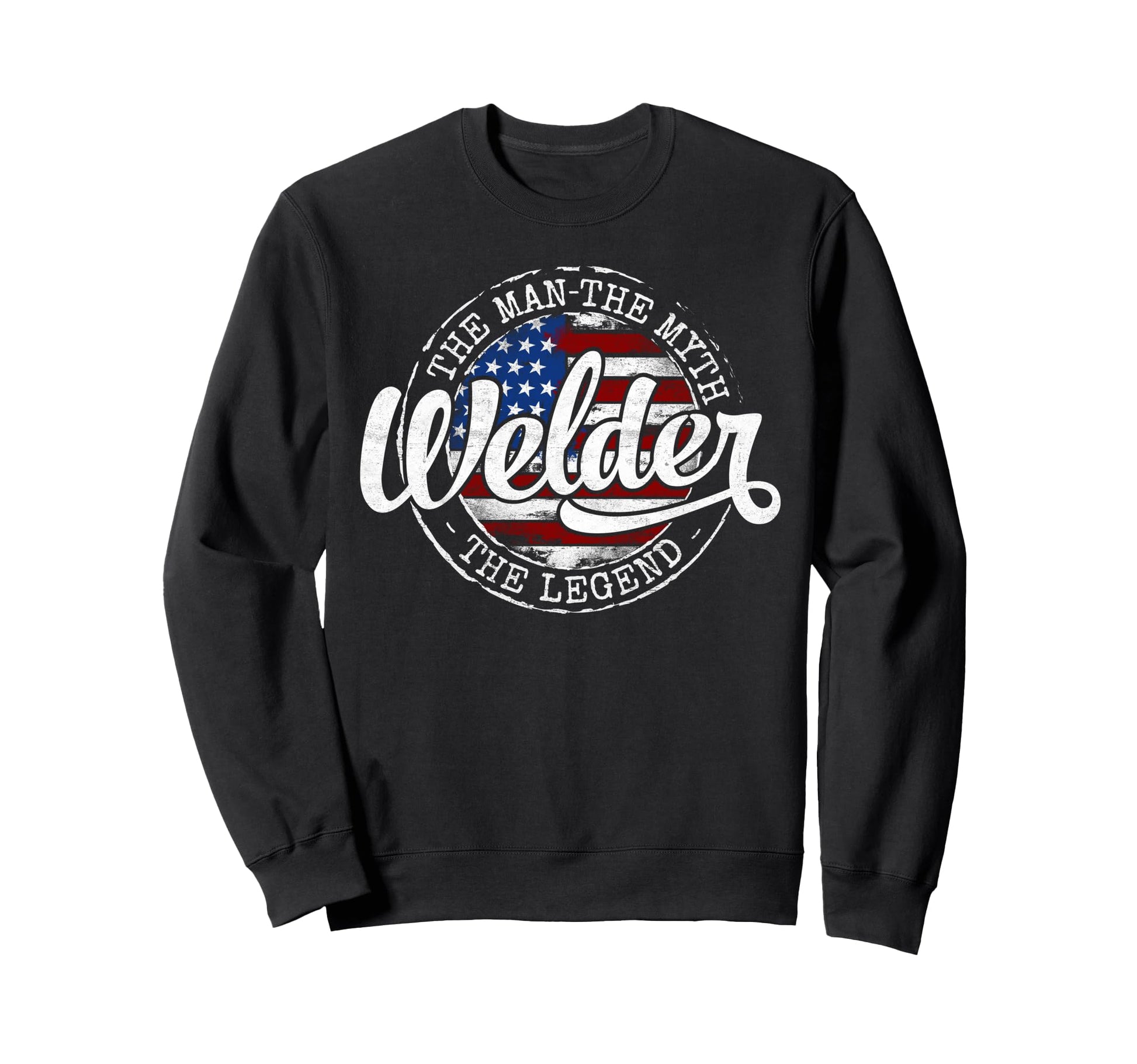 Welder Myth Legend Usa Flag Stamp Sweatshirt - Fun Novelty Design Unisex - T-Shirt, Sweatshirt, Hoodie
