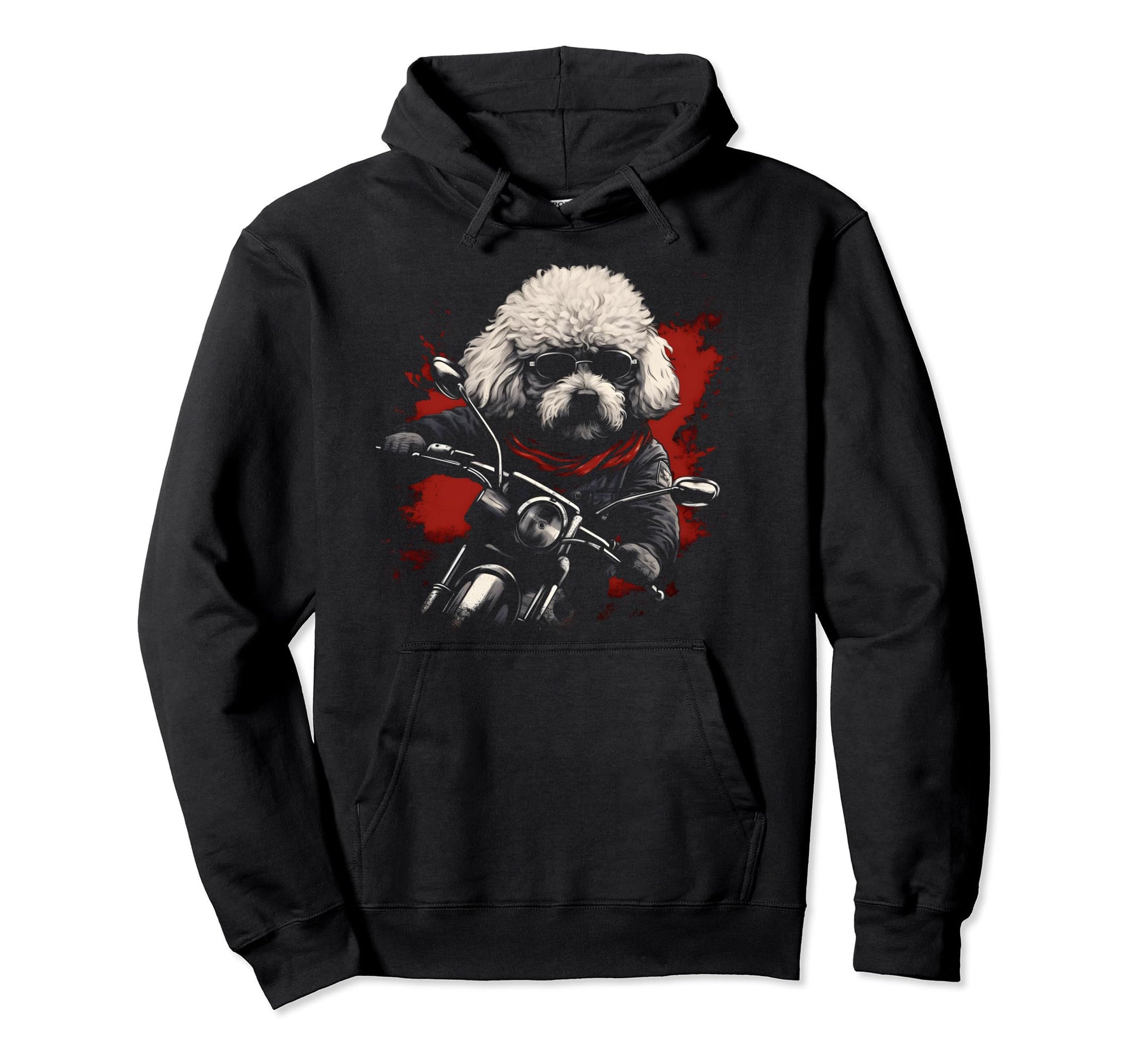 Motorcycle Dad Biker Dog Funny Bichon Frise Hoodie - Unique Graphic Unisex - T-Shirt, Sweatshirt, Hoodie