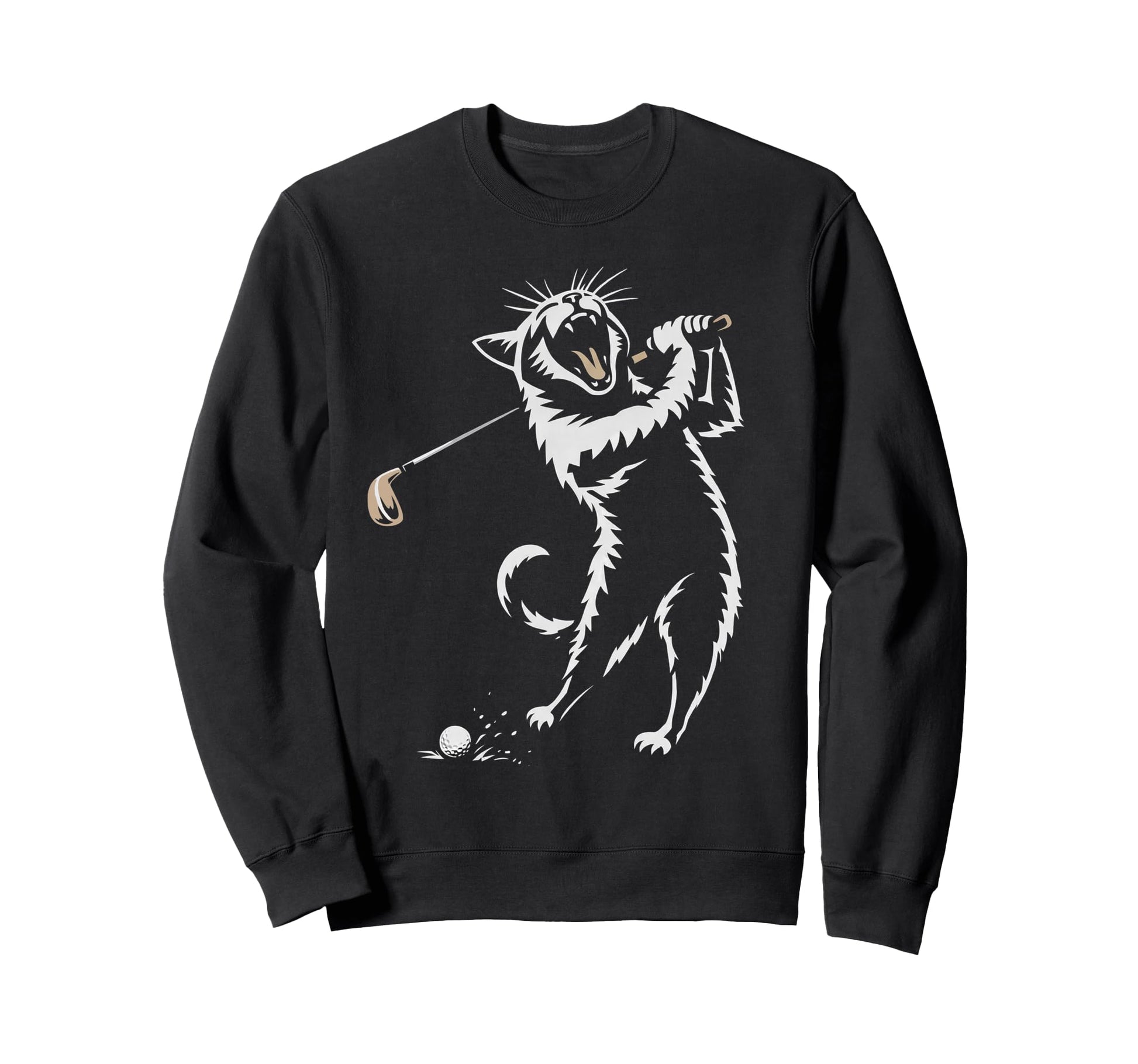 Golfing Cat Fore Golf Swing Funny Sweatshirt - Novelty Apparel for Adults - T-Shirt, Sweatshirt, Hoodie