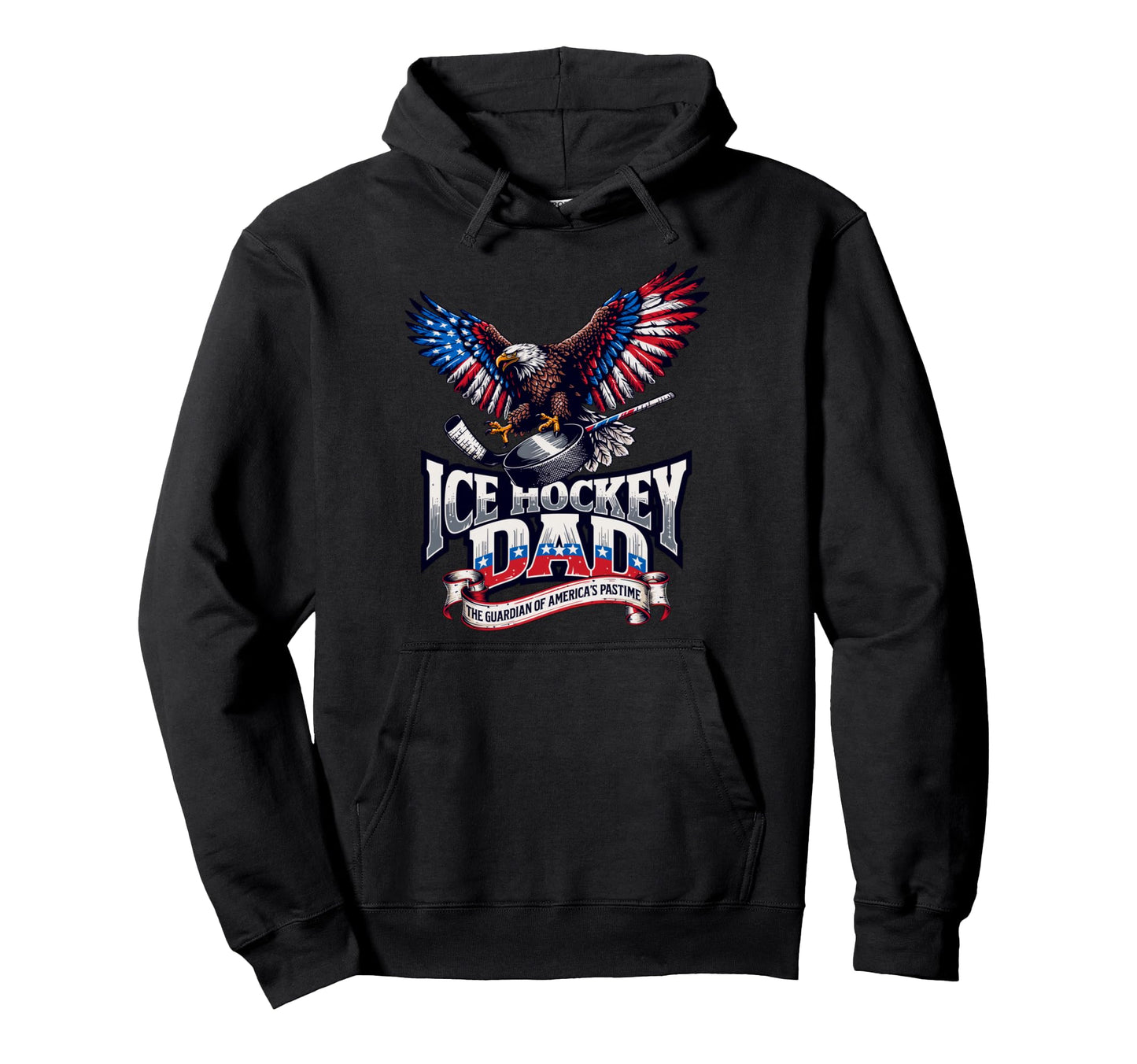 Ice Hockey Dad American Flag Ice Hoodie - Fun Novelty Design for Adults - T-Shirt, Sweatshirt, Hoodie