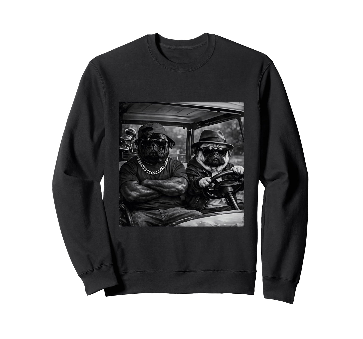 Pug Funny Costume Meme Gangster Golf Sweatshirt - Trendy Graphic Unisex - T-Shirt, Sweatshirt, Hoodie