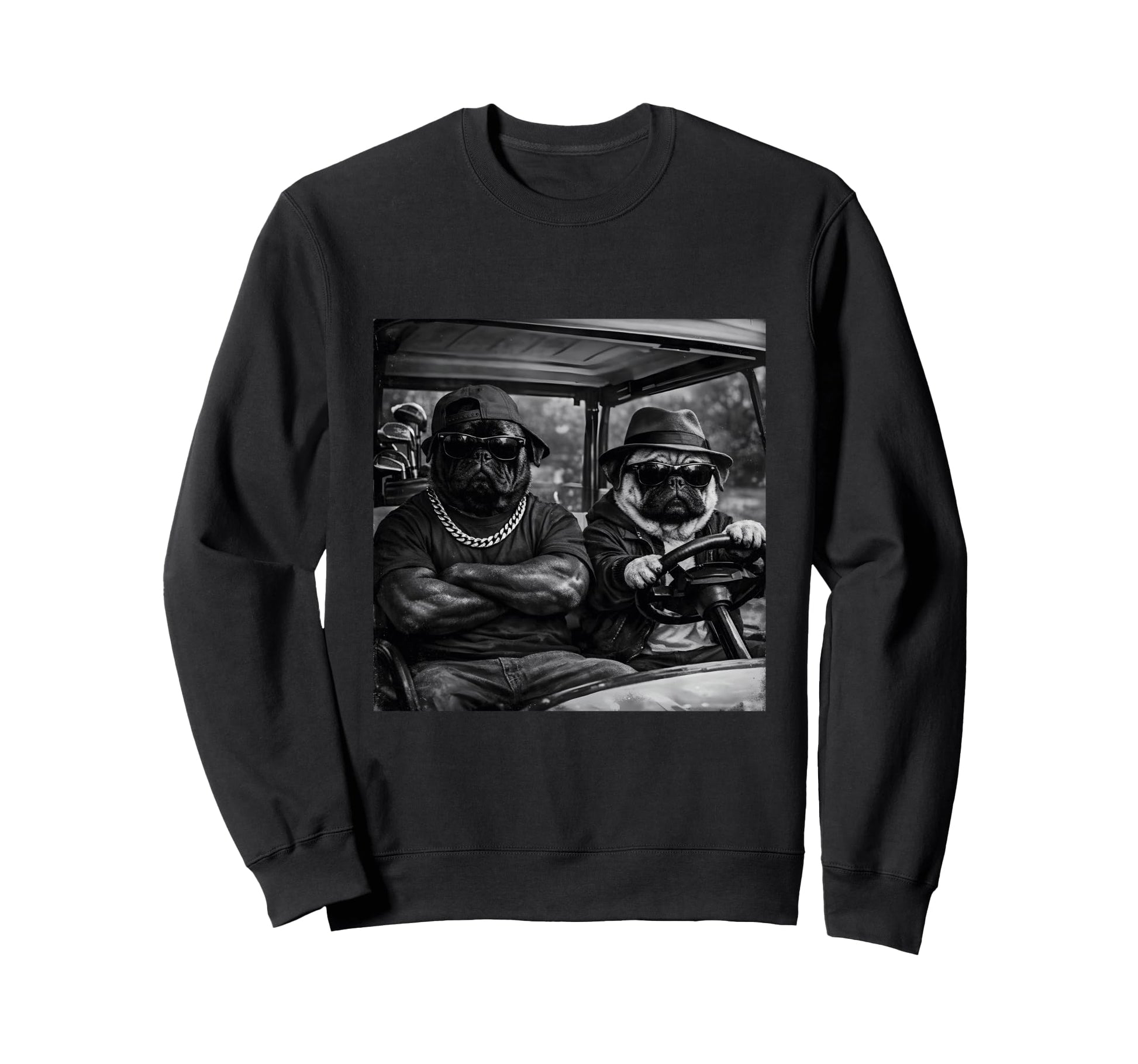 Pug Funny Costume Meme Gangster Golf Sweatshirt - Trendy Graphic Unisex - T-Shirt, Sweatshirt, Hoodie