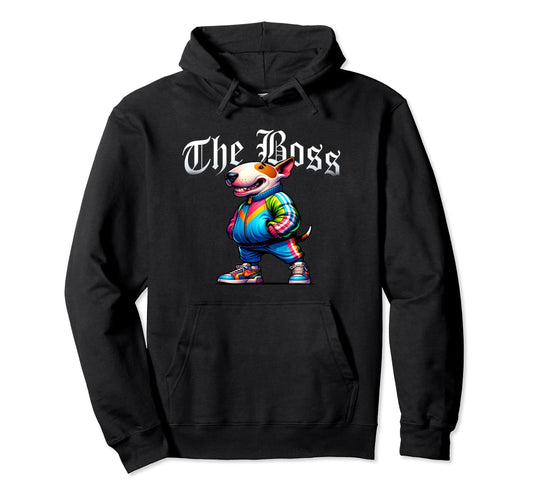 Bull Terrier Dog Boss Jacket Outfit Dog Hoodie - Novelty Apparel Men Women - T-Shirt, Sweatshirt, Hoodie