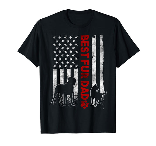 Best Fur Dad Ever American Flag T-Shirt - Graphic Print Unisex - T-Shirt, Sweatshirt, Hoodie