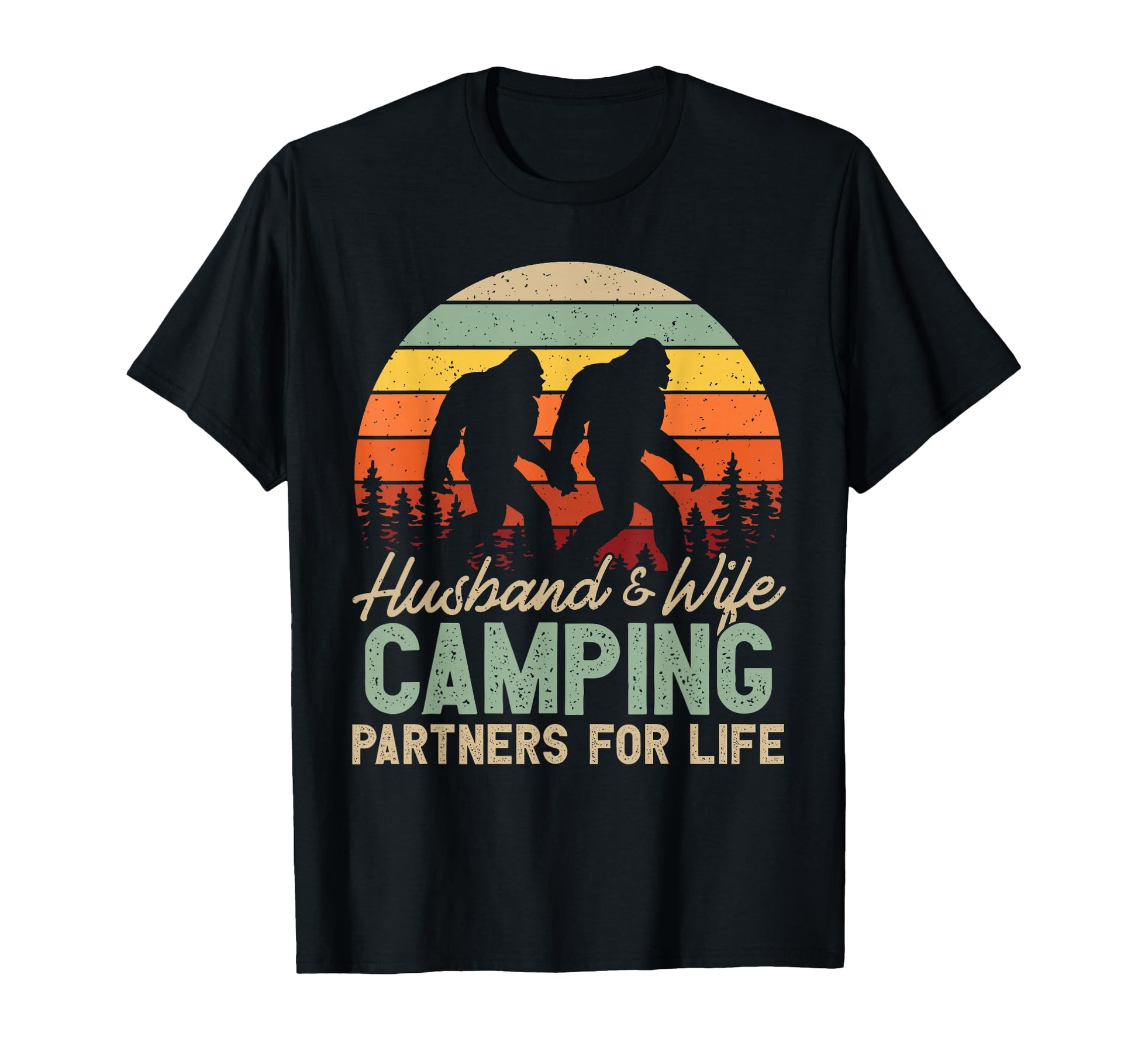 Bigfoot Camping Husband And Wife T-Shirt - Streetwear Style for Adults - T-Shirt, Sweatshirt, Hoodie