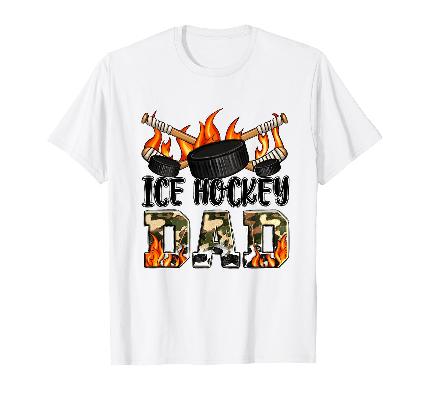 Ice Hockey Dad Camo Fire Ice Hockey T-Shirt - Streetwear Style for Adults - T-Shirt, Sweatshirt, Hoodie
