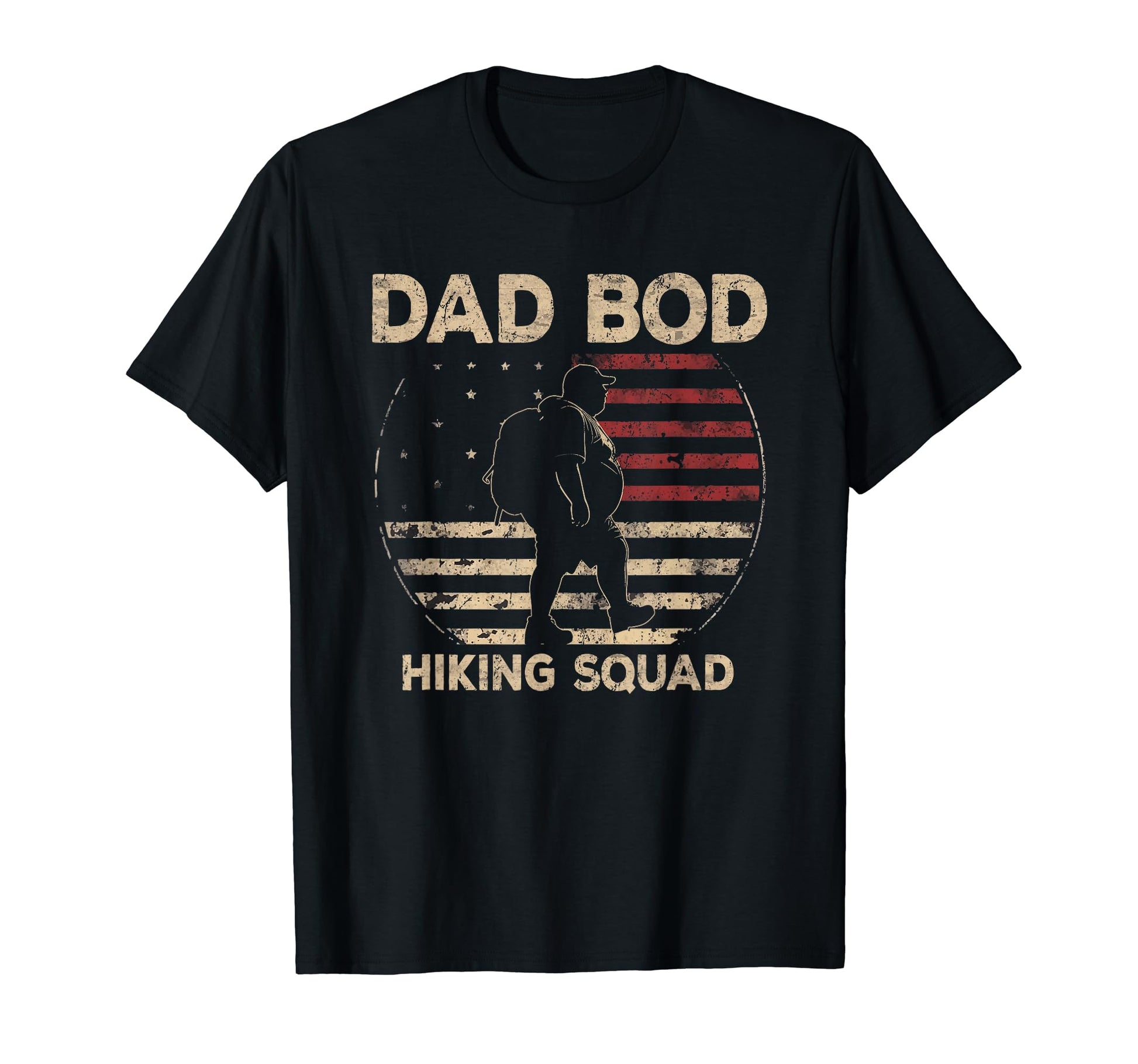 Dad Bod Hiking Squad Hiking Dad Us Flag T-Shirt - Unique Graphic Men Women - T-Shirt, Sweatshirt, Hoodie