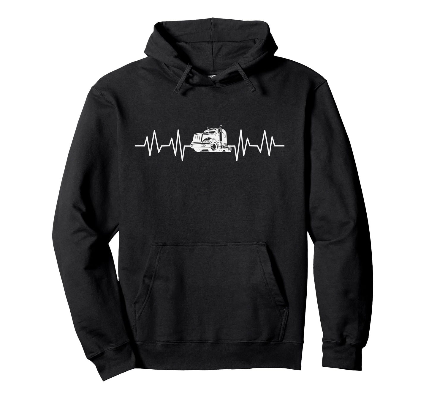 Truck Driver Dad Heartbeat 18 Wheeler Hoodie - Graphic Print Unisex - T-Shirt, Sweatshirt, Hoodie