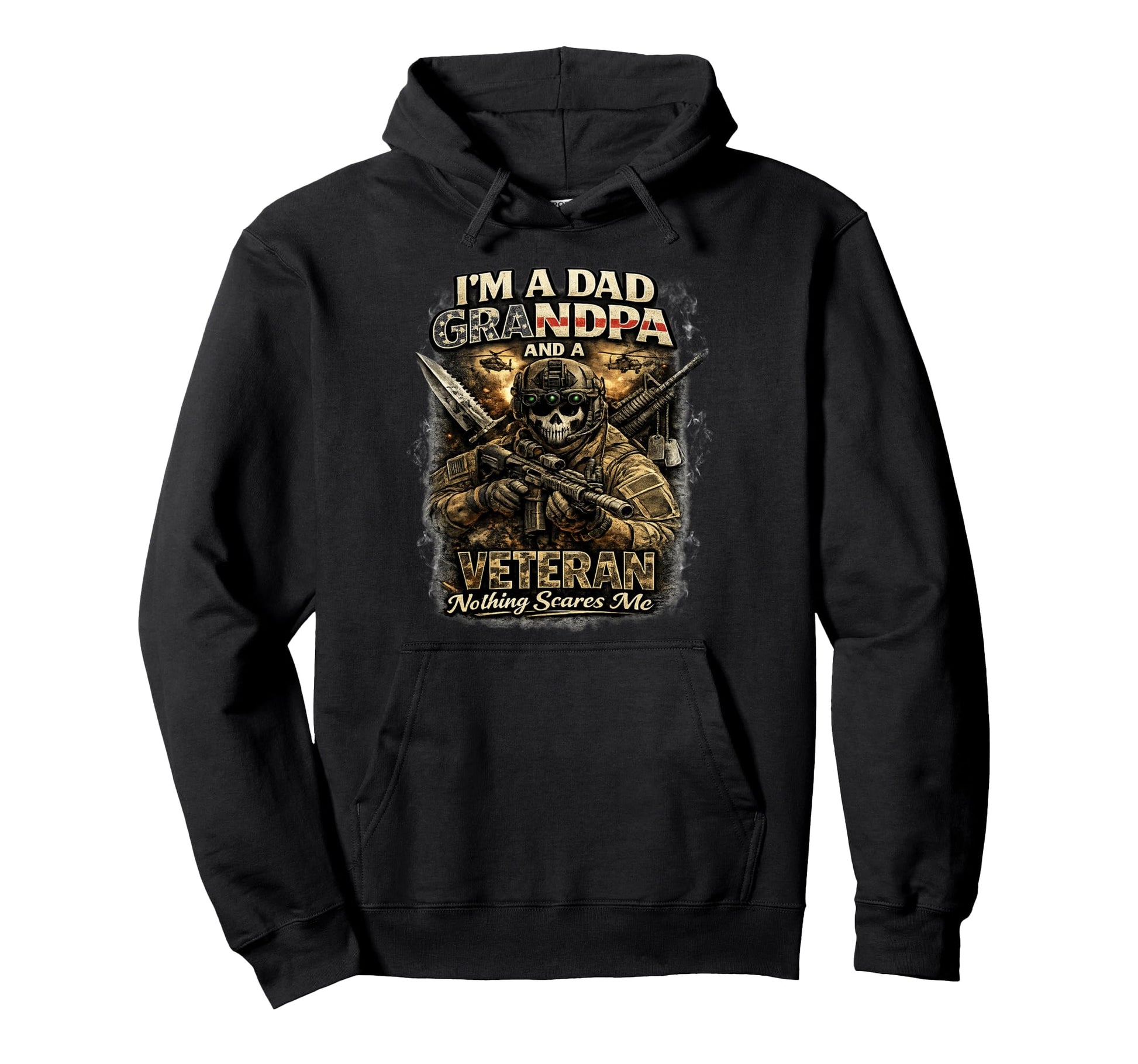 Im Dad Grandpa And Veteran Us Flag Veterans Hoodie - Trendy Graphic Unisex - T-Shirt, Sweatshirt, Hoodie