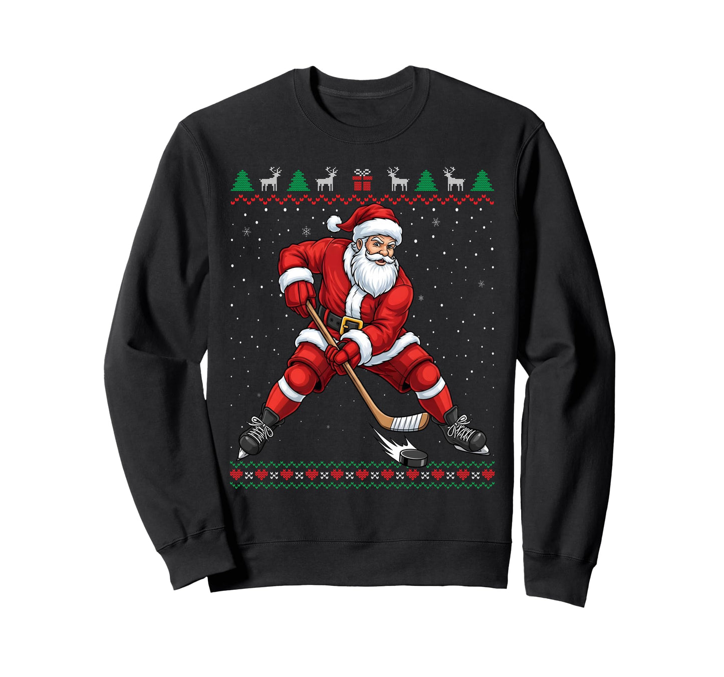 Santa Ice Hockey Funny Ugly Sweatshirt - Streetwear Style Men Women - T-Shirt, Sweatshirt, Hoodie