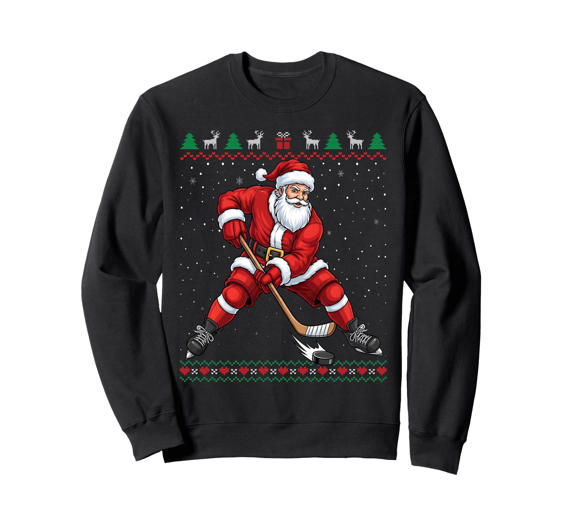 Santa Ice Hockey Funny Ugly Sweatshirt - Streetwear Style Men Women - T-Shirt, Sweatshirt, Hoodie