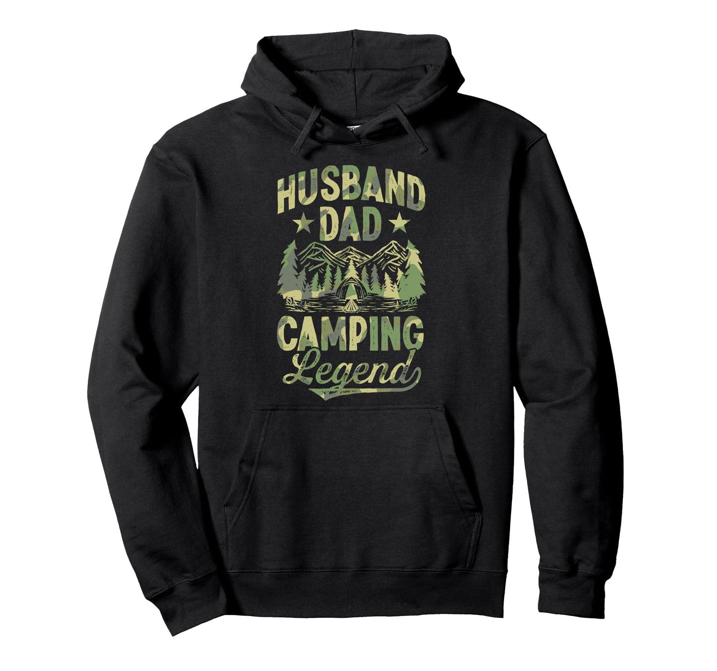 Husband Dad Camping Camo Fathers Day Hoodie - Trendy Graphic for Adults - T-Shirt, Sweatshirt, Hoodie