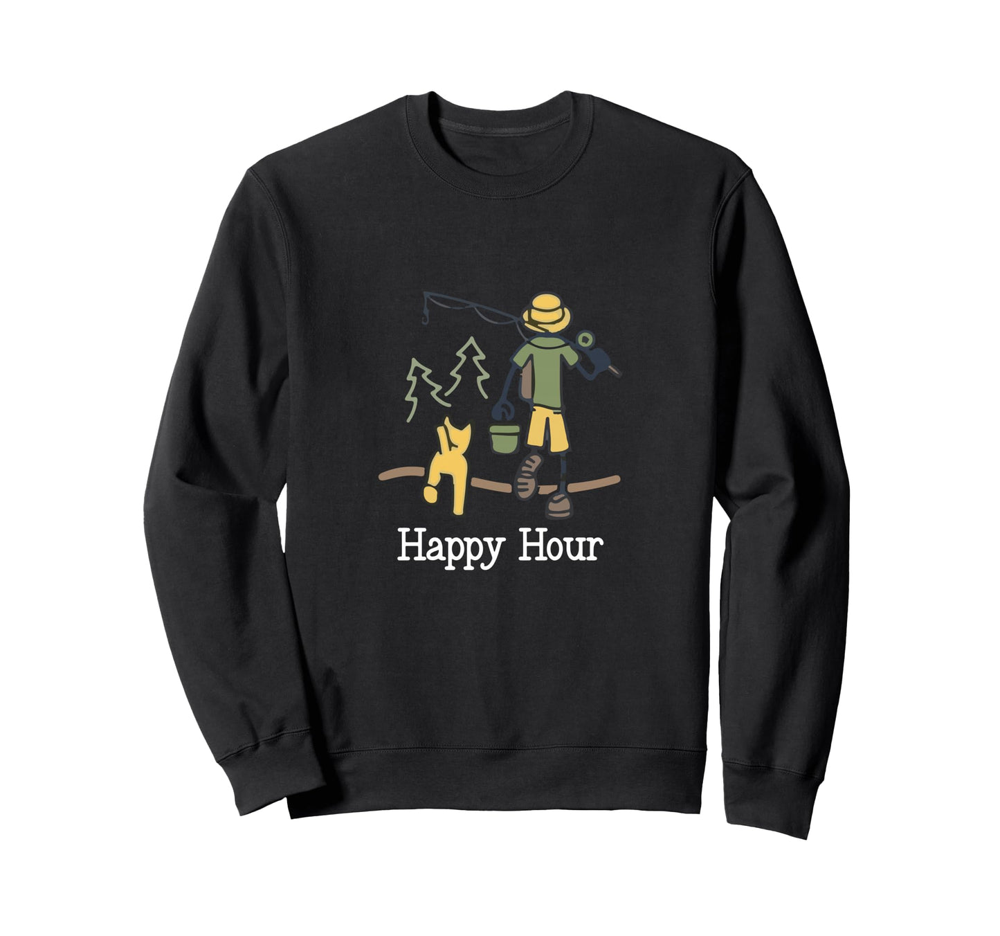 Fishing Happy Hour Funny Sweatshirt - Aesthetic Graphic Men Women - T-Shirt, Sweatshirt, Hoodie