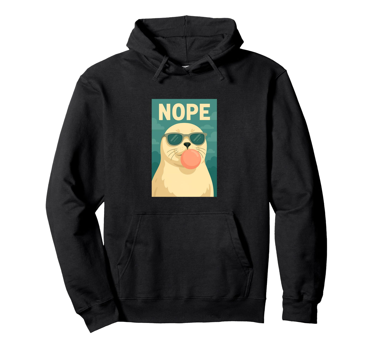 Harp Seal Nope Chewing Gum Bubble Pop Hoodie - Novelty Apparel for Adults - T-Shirt, Sweatshirt, Hoodie