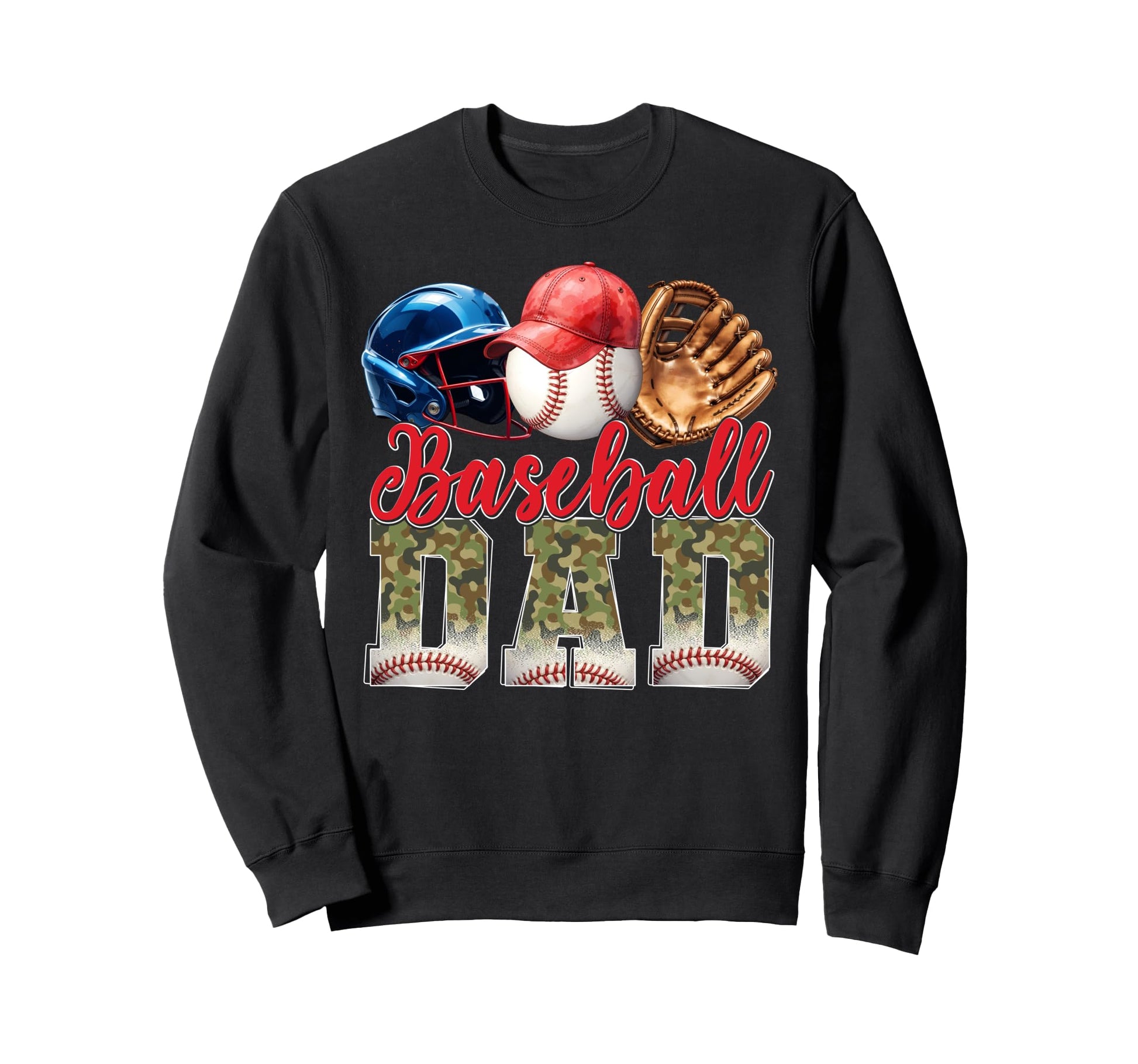 Baseball Dad Camo Fathers Day Sweatshirt - Graphic Print for Adults - T-Shirt, Sweatshirt, Hoodie