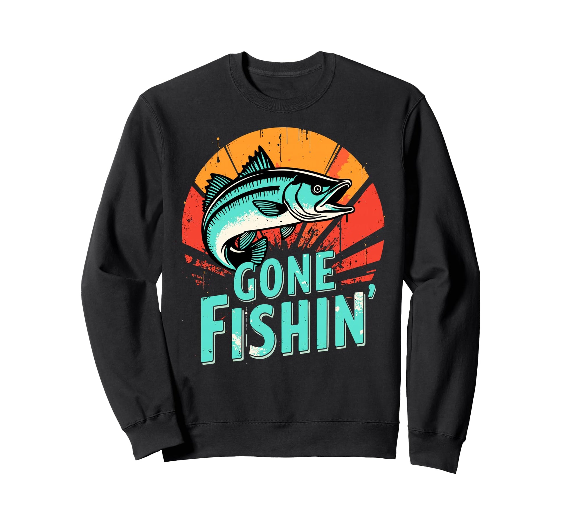 Bass Fisherman Gone Fishin Bass Sweatshirt - Minimalist Print for Adults - T-Shirt, Sweatshirt, Hoodie