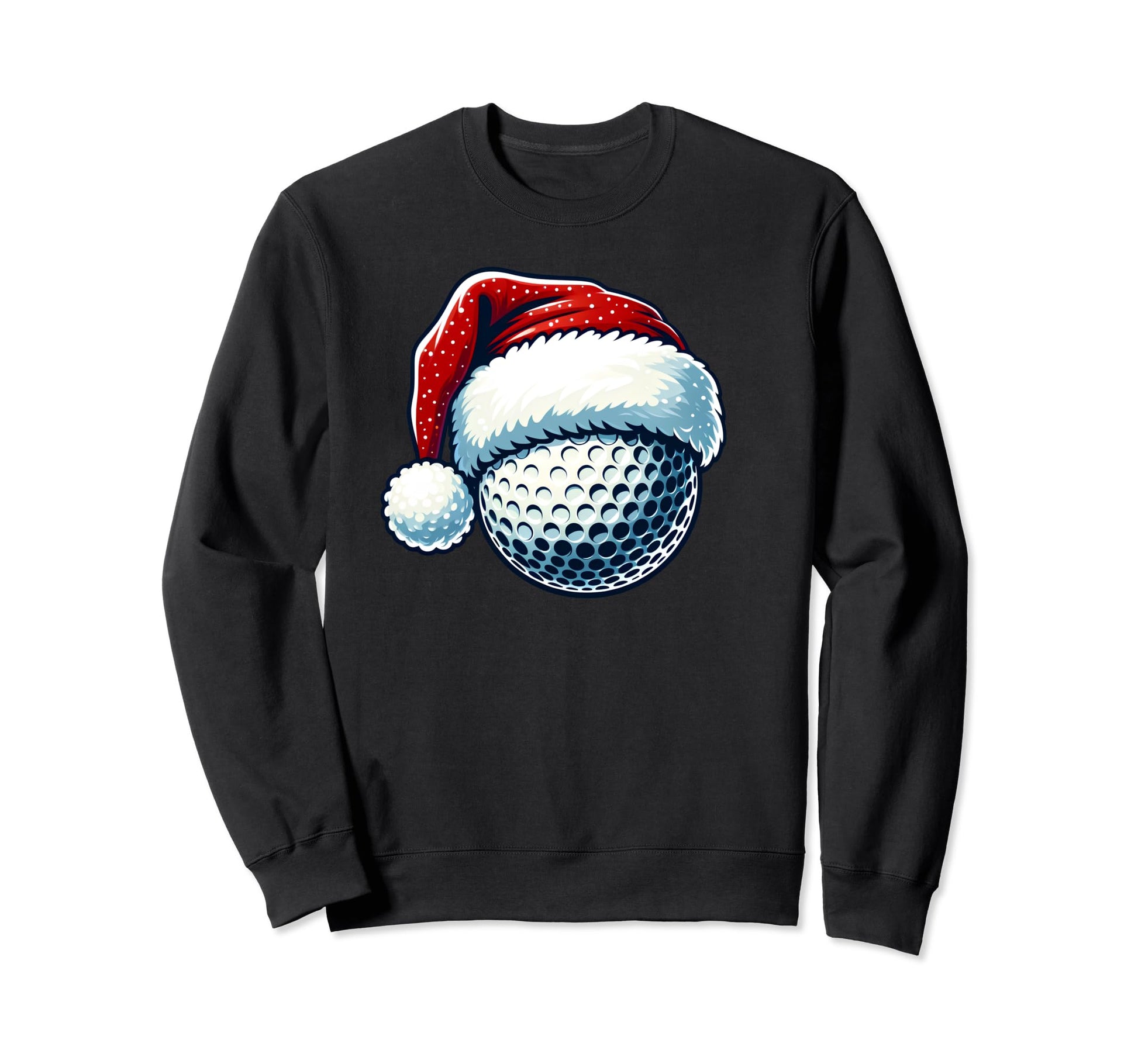 Golf Ball Wearing Santa Hat Sweatshirt - Minimalist Print for Adults - T-Shirt, Sweatshirt, Hoodie