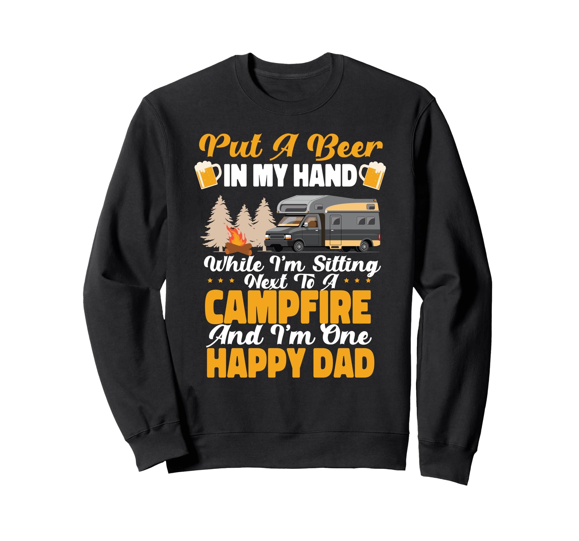 Camping Campfire Drunk Alcohol Sweatshirt - Custom Art Print Men Women - T-Shirt, Sweatshirt, Hoodie
