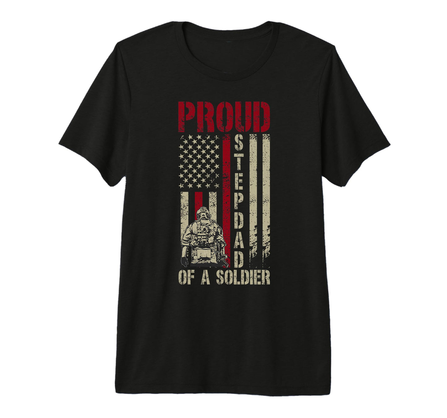 Mens Proud Soldier Stepdad Us Flag T-Shirt - Custom Art Print for Adults - T-Shirt, Sweatshirt, Hoodie